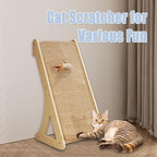 Cat Scratcher, Sisal Cat Scratching Pad, L Shape Cat Scratch Pad for Indoor Cats, 27 Inch Furniture Protector with Mouse Toy