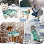 FUAMEY Dog Coat for Small Dogs,Waterproof Dog Winter Jacket with Harness Built in Puppy Cold Weather Coats Reflective Pet Vest with Zipper Warm Fleece Dogs Snowsuit Windproof Green Plaid S