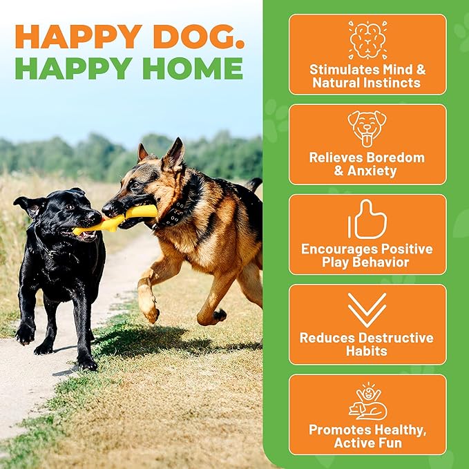 Natural Rubber Durable Dog Toys for Large & Medium Dogs Brown Bacon Flavored Curved Branch Shape Tough Chew Toy for Dogs Safe Tested & Non-Toxic Squeak Dog Toys