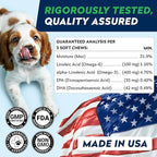 STRELLALAB Omega 3 for Dogs - (180Ct) Fish Oil Treats - Allergy & Itch Relief Skin & Coat Supplement - Dry Itchy Skin, Anti Shedding & Hot Spots Treatment - Pet Salmon Oil Chews - Salmon Flavor