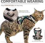 PUPTECK Cat Harness and Leash Set Escape Proof, Reflective Adjustable Soft Mesh Kitten Vest Harness for Walking Travel, Camouflage, S