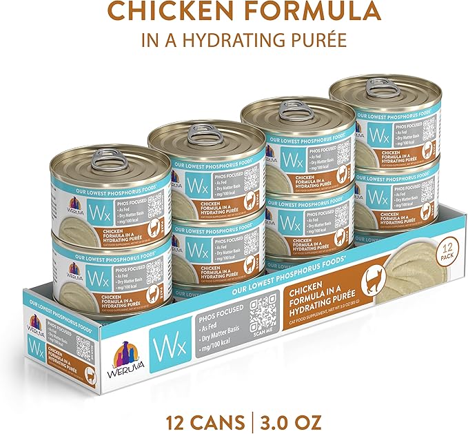 Weruva Wx Phos Focused, Chicken Formula in a Hydrating purée, 3oz Can (Pack of 12)