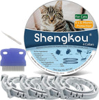 Flea and Tick Collar for Cats. Offers 4 * 6 Months of Protection. Made from Quality Essential Oils. Waterproof and Natural. Protects Kittens. Free Flea Comb and Tick Tweezers. (4 Pack - 13.8 inches)