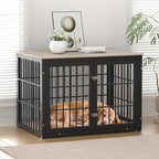 42 Inch Heavy Duty Dog Crate Furniture for Large and Medium Dogs, Decorative Pet House End Table, Wooden Cage Kennel Furniture Indoor, Grey