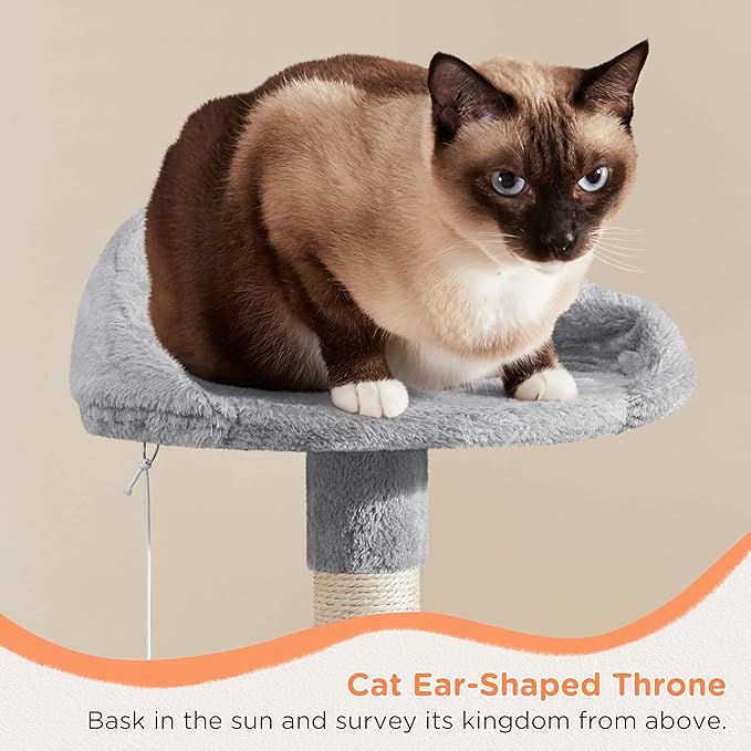 Yaheetech 57in Tall Cat Tree, Multi-Level Cat Tower W/Extended Platform, Padded Perch, Scratching Posts, Ball, for Indoor Large Cat Kitty as Pet Play House Activity Center