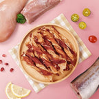 Dog Jerky Treats Triple Flavor Chicken Duck Wrapped Cod Twisted Sticks 5'', Rawhide Free Grain Free Dog Training Snacks Chews for Small Medium Large Dogs, 10.6 oz