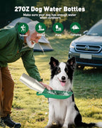 Portable Dog Water Bottle Bowl - 27 oz Travel Water Bowl Dispenser for Dogs, Stainless Steel Leak-Proof, A Must-Have for Outdoor, Camping, Walking, Beach, Hunting and Other Scenes （Green）