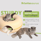 CATTASAURUS Peekaboo Cat Cave for Multiple & Large Cats Up to 30-45 Lbs, Scratch Detachable & Washable Tunnel Bed, Comfy Donut Cat Cave (Pastel Macaron, Large)