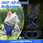 rabbitgoo Cat Harness and Leash Set for Walking Escape Proof, Adjustable Soft Kittens Vest with Reflective Strip for Cats, Comfortable Outdoor Vest, Blue, S