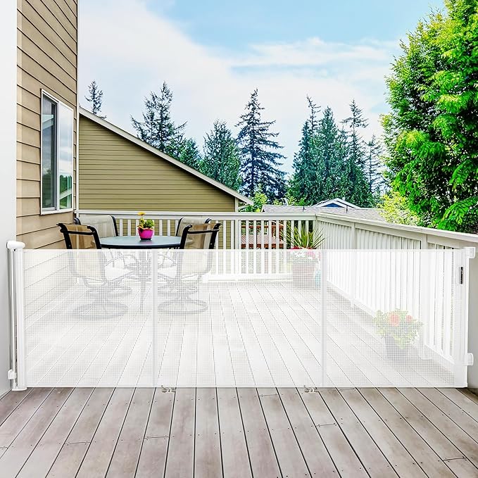 138 Inch Reinforced Retractable Baby Gates Extra Wide, Uamector Mesh Baby Gate or Dog Gate,Toddler Pet Retractable Gate Adjustable Length for Large Openings Stairs Doorways Hallway Indoor Outdoor