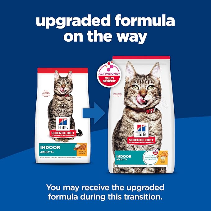 Hill's Science Diet Indoor, Senior Adult 7+, Easy Litter Box Cleanup, Dry Cat Food, Chicken Recipe, 15.5 lb Bag