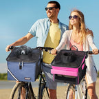 Pet Carrier Bicycle Basket Bag Pet Carrier/Booster Backpack for Dogs and Cats with Big Side Pockets,Comfy & Padded Shoulder Strap,Travel with Your Pet Safety（Pink Carnation）