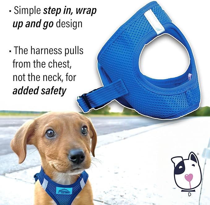 Doggie Design Dog Harness - No Choke Dog Harness, Dog Vest, Mesh Polyester, Pet Harness, Simple Step in and Go Design, Harness for Dog - Cobalt Blue, XXS