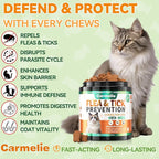 Flea and Tick Treatment for Cats - 200 Chews Flea and Tick Prevention for Cat Chewables - Flea Treatment for Cats All Breeds & Ages - Natural Cat Fleas and Ticks Defense - Chicken Flavor