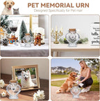 Personalized Pet Memorial Bottle,Engraved Heart Glass Urn for Dog & Cat Ashes/Fur, Custom Pet Name & Paw Print Keepsake, Pet Loss Memorial Gift for Pet Hair Memorial Keepsake