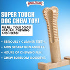 Bullibone SuperBrush: Dog Teeth Cleaning Brushing Toothbrush Stick - Long Lasting Nylon Apple Cinnamon Chew Toy for Oral Care and Dental Health