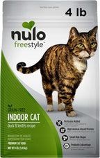 Nulo FreeStyle High Protein Indoor Cat Food, Duck & Cod Recipe - Natural Grain-Free Dry Indoor Cat Food with Omega Fatty Acids, & Probiotics, 4 lb Bag