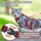 PUPTECK Cat Harness and Leash Set Escape Proof for Walking, Breathable Mash Vest Adjustable Harness for Cats Puppy Small Animals, Reflective at Night, Red Medium