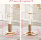 Made4Pets Cat Scratching Post, 23" Tall Sisal Cat Scratcher Post with Self Groomer, 4-in-1 Interactive Trackball Toys with Hair Brush, Vertical Cat Climbing Tree with Dangling Plush Balls
