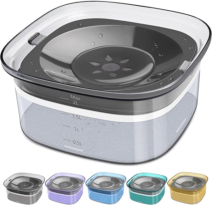 UPSKY 70oz Dog Water Bowl 2L No Spill Dog Bowl Large Capacity Spill Proof Slow Water Feeder, No Splash Dog Bowl Pet Water Dispenser Vehicle Carried Travel Slow Drinking Bowl for Messy Drinkers, Cats