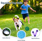 2 Pack Indestructible Squeaky Dog Balls for Aggressive Chewers, Durable Rubber Chew Toys for Teething, Anxiety Relief Perfect for Large, Medium Breeds, Indoor Outdoor Use