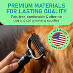 Maxpower Planet Hair Brush - Double Sided Shedding, Dematting Undercoat Rake for Dogs and Cats, Extra Wide Dog Grooming Brush, Reduce Shedding by 95%, Black