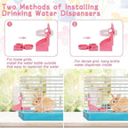 Rabbit Water Bottle Suspension Water Dispenser for Mini Pet Bunny Guinea Pig Chinchilla, 500ml Automatic Water Bottle by Gravity Flow Supply(Pink)