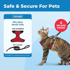 Voyager Escape-Proof Step-in Lock Cat Harness & 5ft Neoprene-Handle Leash Set All-Weather Mesh with Reflective Stitching for Small to Large Cats by Best Pet Supplies, Black Trim-Red (327), XXS