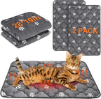 BEAUTYZOO Self Warming Cat Bed Pad, Self Heating Dog Bed Mat, Heated Cat Bed for Indoor Outdoor Cats, Thermal Warmer Pet Pad for Kitten Puppy Washable Non-Slip Chew Proof, 2 Pack 19 x 28 Inches Gray