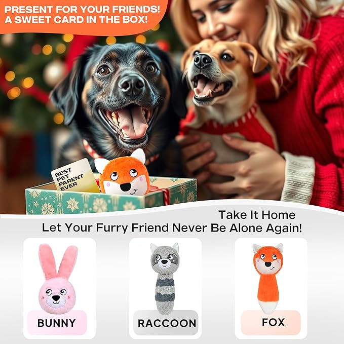 Fida Squeaky Dog Toys for Aggressive Chewers 3 in 1, Dog Chew Toys with 3 Layers,Interactive Dog Toys for Large Dogs Balls to Keep Them Busy for Small Medium Dogs(Fox)