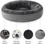 Love's cabin Round Donut Cat and Dog Cushion Bed, 25in Pet Bed for Small or Medium Dogs, Anti-Slip & Water-Resistant Bottom, Soft Durable Fabric Pet Beds, Washable Calming Cat Bed Solid Grey