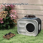 Outdoor Cat House, Outside Cat Shelter with Bed Mat for Feral Cat, Plastic Pet House for Indoor and Outdoor Use, Weatherproof, Black