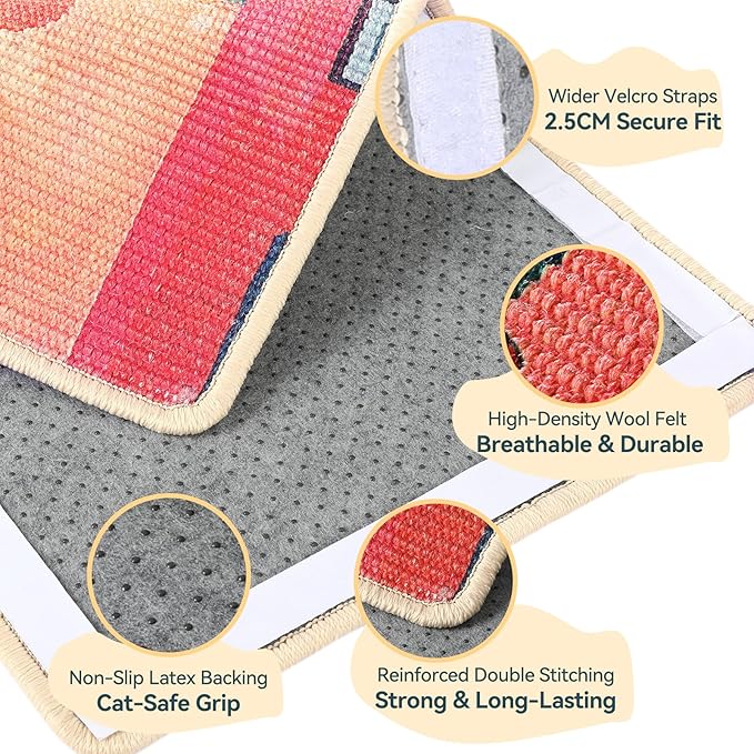 3-in-1 Sisal Cat Scratcher Mat 23.6x15.7 – Durable Scratch Rug Use for Floor & Wall with Adhesive Tape, Protects Couch, Carpet & Furniture, Anti-Slip, Pet-Safe for Indoor/Outdoor Cats, Pink Romance