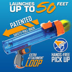 Nerf Dog Tennis Ball Blaster Dog Toy Gift Set, Tennis Ball Dog Fetch Toy Launches up to 50 ft, Dog Ball Thrower for All Breeds Includes Translucent Blue Tennis Ball Launcher and 3 Dog Tennis Balls
