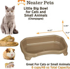 Neater Pet Brands Large Capacity Cat Bowls, Water Bowl for Cats, Reptiles, Chickens, Birds, & Small Animals, Cat Food Bowl (6 Cups), Indoor or Outdoor Water Trough & Feeder, Champagne
