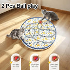 Interactive Cat Toys Ball - 2pcs Automatic Fast Rolling Ball in Play Mat, Hide and Seek Mouse Catching Game, Low-Noise Cat Enrichment Toys in Pouch for Indoor Bored Cats(Heart Patterns - Round)