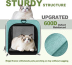 Cat Carrier 18"x11"x11" TSA Approved Ventilated Top Open Softsided Pet Air Travel Bag, Small Animal Basic Crate Shih Tzu Dog Kennel Carry Case, 4-Mesh-Side Kitty Carry on up to 20lbs Teal
