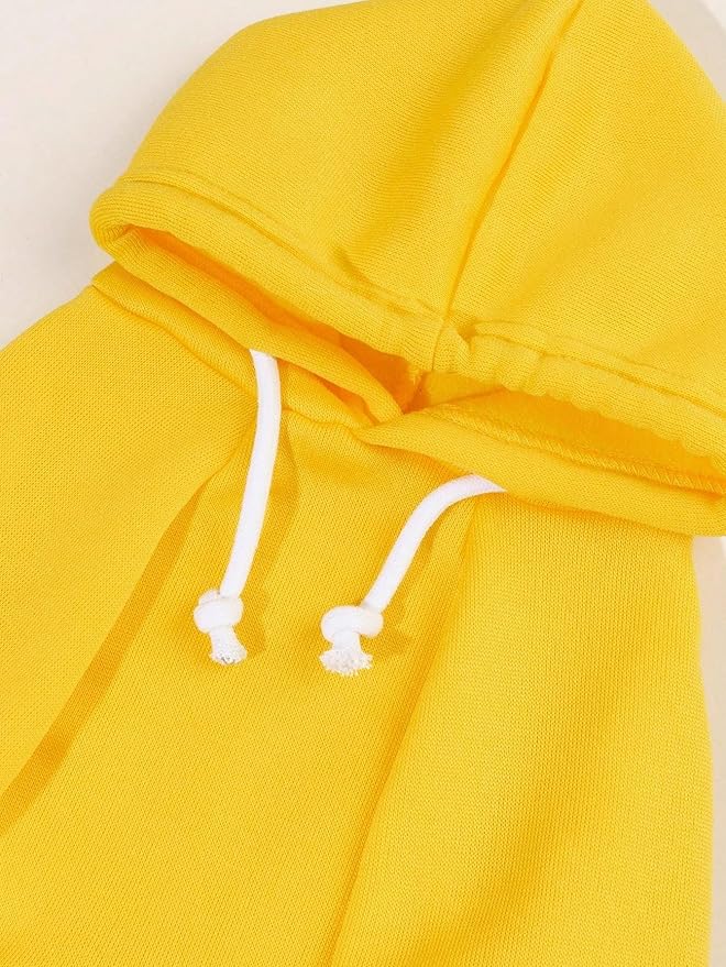 QWINEE Basic Dog Hoodie Sweatshirt Puppy Sweater Warm Cat Costumes Pet Clothes for Chihuahua Puppy Kitten Small Medium Dogs Yellow Medium
