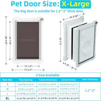 3-Flaps Never Rust Extra Large Dog Door for Door with Sliding Lock Panel, Steel Frame and Telescoping Tunnel, Extreme Weather Durable XL Dog Doors for Door (Pets Up to 220 Lbs)