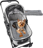 DELIFUR Warm Pet Stroller Pad - Non-Slip Kitten Puppy Bed Mat Soft Plush Winter Liner with Silicone Grips for Crate & Hard Floors Machine Washable Grey