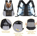WOYYHO Pet Dog Carrier Backpack Small Dog Front Backpack Ventilated Mesh Dog Travel Back Pack with Safety Belt for Travel Hiking Cycling Outdoor Adventures (Size M: 5-9 lbs, Grey)