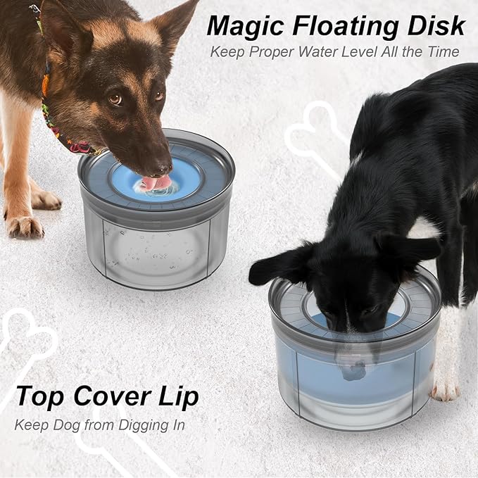 1Gallon No Spill Dog Water Bowl-3.8L Large Capacity, BPA-Free, Anti-Splash & Anti-Digging Design with Non-Slip Base, for Messy Drinkers