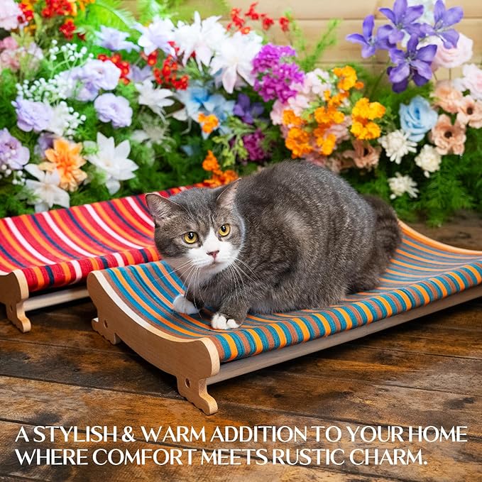 DIY Felt Cat Scratcher Bed, Durable Scratching Pad for Indoor Cats, Sturdy Solid Beech Wooden Cats Scratcher, Lounger & Sleep & Scratch (Extra-Larger), Brown