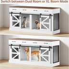 71" Large Dog Crate for 1 or 2 Dogs, Indoor Wooden Dog Cage with Removable Divider & 4 Storage Drawers - Heavy Duty Dog Kennel Furniture, Multi-Functional Pet Crates for Large/Medium Dogs,TV Stand