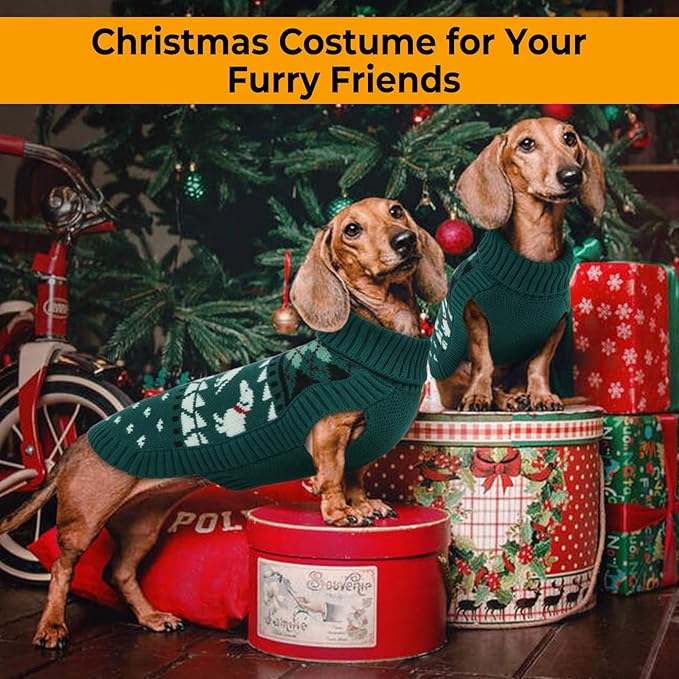 Leletail Dachshund Sweater, Turtleneck Dog Sweaters for Small Dogs, Warm Pullover Knitted Pet Coat,Cold Weather Dachshund Clothes, Fall/Winter Cozy Outfit (XS-XL)