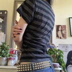 Gothic Tees for Women Y2K Grunge Graphic Short Sleeve Crew Neck T-Shirts 90s Vintage Aesthetic Emo Clothes