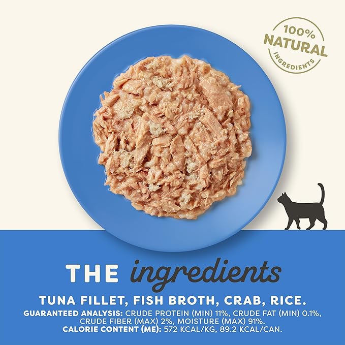 Applaws Natural Wet Canned Cat Food, Limited Ingredient, Protein with No Artificial Additives, Tuna Fillet & Crab in Broth (24 x 5.5oz Cans)