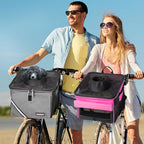 Pet Carrier Bicycle Basket Bag Pet Carrier/Booster Backpack for Dogs and Cats with Big Side Pockets,Comfy & Padded Shoulder Strap,Travel with Your Pet Safety（Titanium）