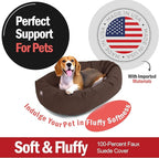 Majestic Pet 32 Inch Suede Shredded Memory Foam Mix Calming Medium Dog Bed Washable 32x23x7 (Inch) - Cozy Soft Round Donut Dog Bed with Spine for Head Support - Pet Bed Chocolate