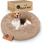 Donut Dog Bed - Premium Comfort for Anxiety Relief - Fluffy & Calming Design with Ultra-Plush Support | Cozy Round Dog Bed with Super Soft Circle Style (Size M Camel)